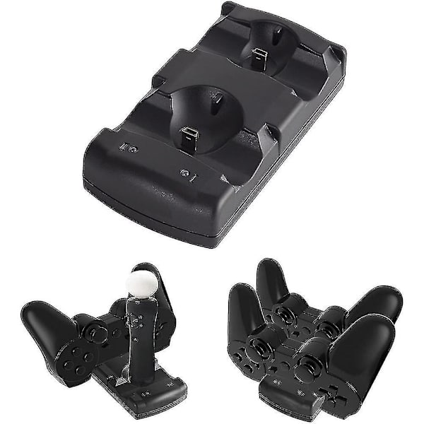 Playstation 3-kontroll Laddningsdocka Laddningsstation 2 i 1 med LED-ljusindikator Kompatibel med Playstation Ps3/move-kontroll