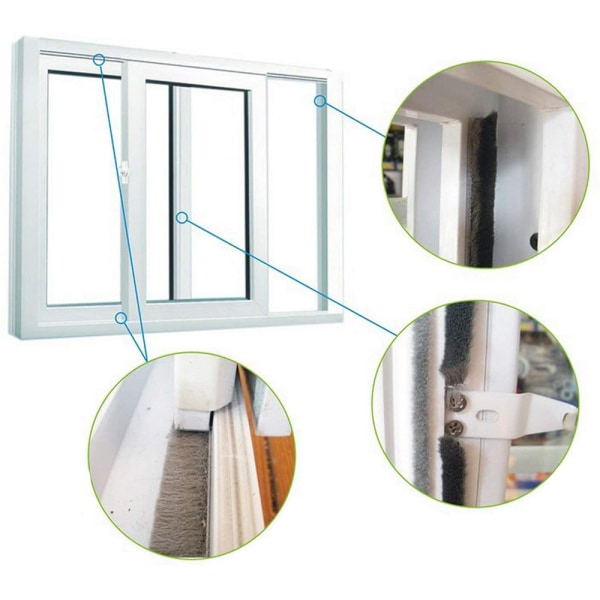 Borsttätning självhäftande dörrbottentätning, borstliststätning 9*23mm White