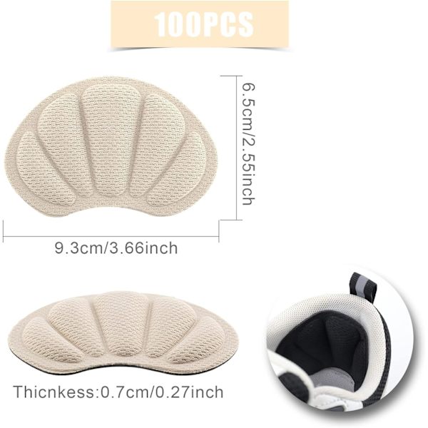 2 par hälgrepp för lösa skor, självhäftande hälkuddar Kuddar för klackar Grips Liner (svart, nude färg)