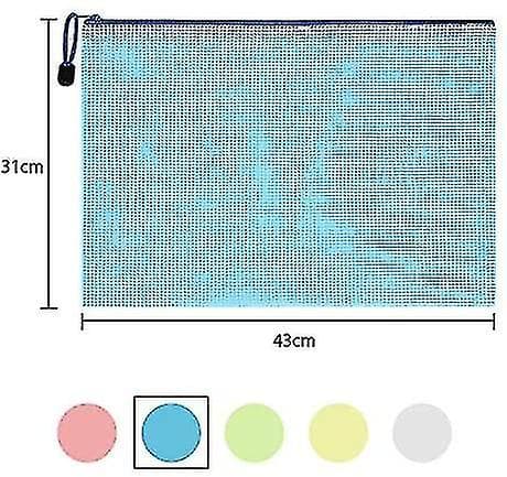 A3 Dokumentficka, 10 st A3-filfickor med blixtlås, nätplast med mesh