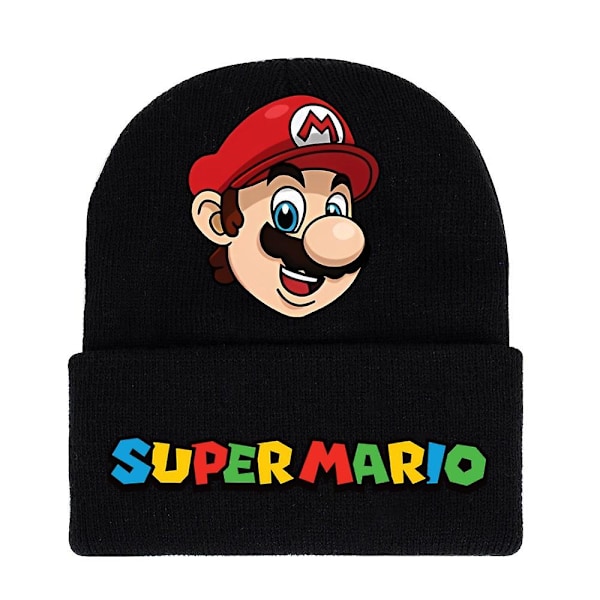 Super Mario Bros Tryckt Stickad Mössa för Män Kvinnor Unisex Vinter Varma Manschett Mössa B