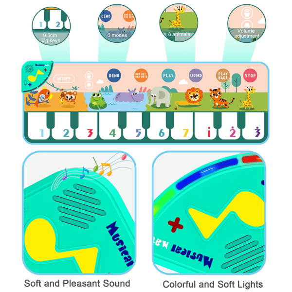 Sounds Animal Blanket Touch Lekmatta Pedagogiska leksaker för baby