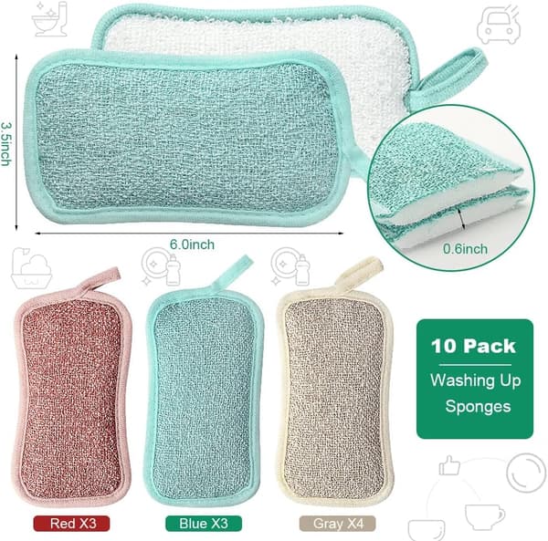 Återanvändbara tvättbara kökssvampar, set med 10, mikrofiber