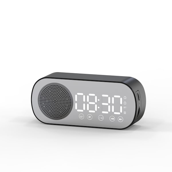 Multifunktionell Smart FM-radio Bluetooth-högtalare Väckarklocka Spegelklocka (rosa) black