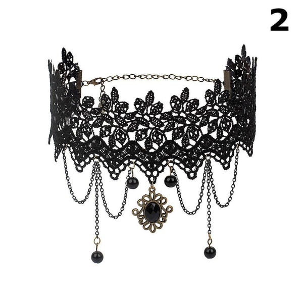 Crystal Gothic Halsband Boho Smycken Collar Chocker Svart Spets Sexig Lyx