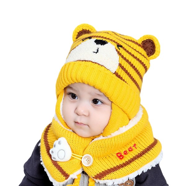 1 Tvådelad Kids Söt Tiger Woolen Hat Ljuddämpare Poncho Håll Varm