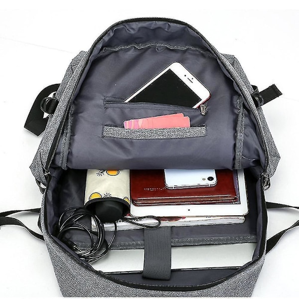 Student Ryggsäck USB Laddning Skolväska Ungdom Datorväska black