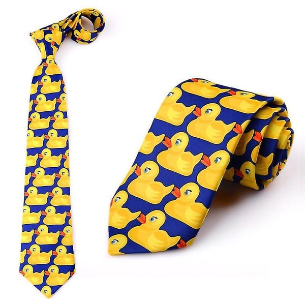 Män Kvinnor Rolig gul anka printed slips imitation sidan cosplay fest affärskostym slips