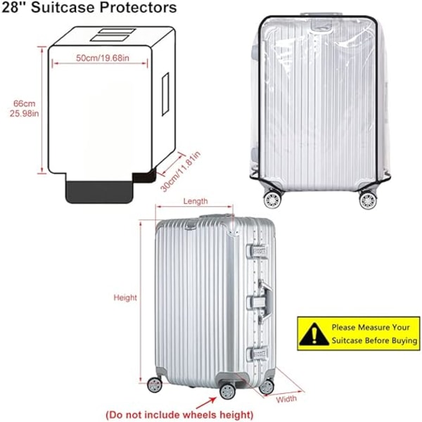 Genomskinligt PVC Resväska Skydd, 24 tum Transparent PVC Vattentätt Resväska Skydd, PVC Bagageskydd för Resväskor