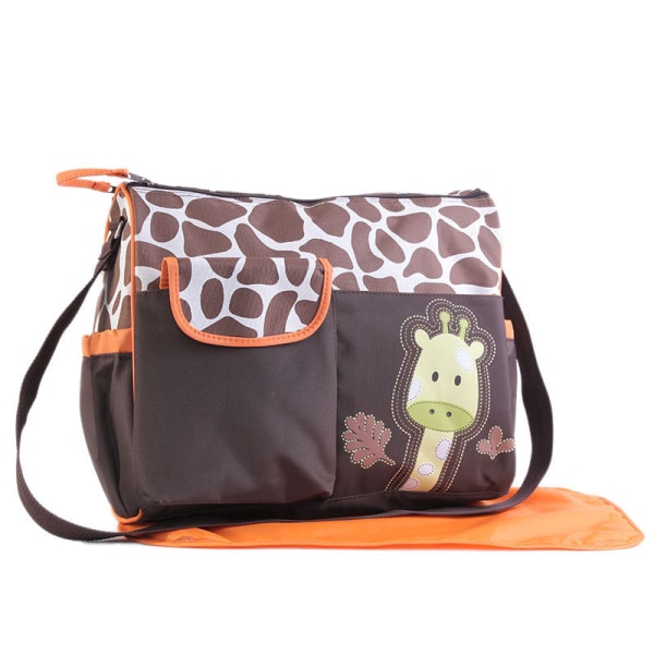 Mammaväska skötväska Multifunktionell tecknad mamma-handväska med stor kapacitet Giraffe Orange