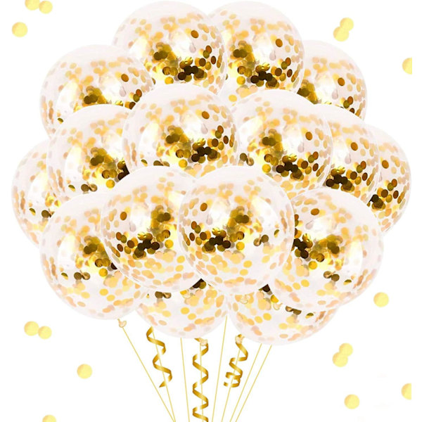 100 st Guldkonfettiballonger Latexkonfettiballonger Go