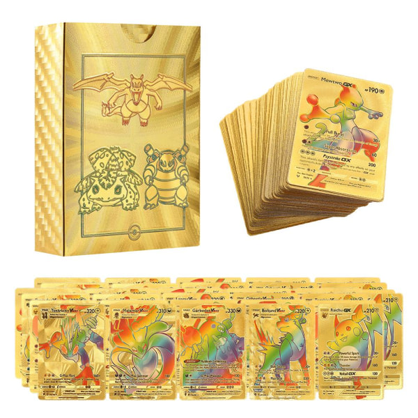 Guldfolie Anime Cards Set - Samlarobjekt tecknade spelkort för barn