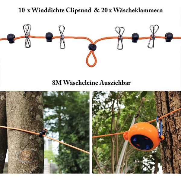 Utdragbar klädstreck, bärbar campingklädstreck