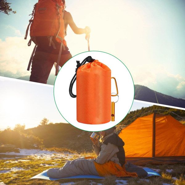 Nödsövsäck Lätt Överlevnadssovsäck 26 Micron Orange Bärbar Termisk Sovsäck för Campingvandring