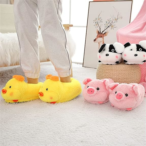 Damtofflor i plysch, bomull, storlek 36-44, puderrosa, nya, höst & vinter Pink pig
