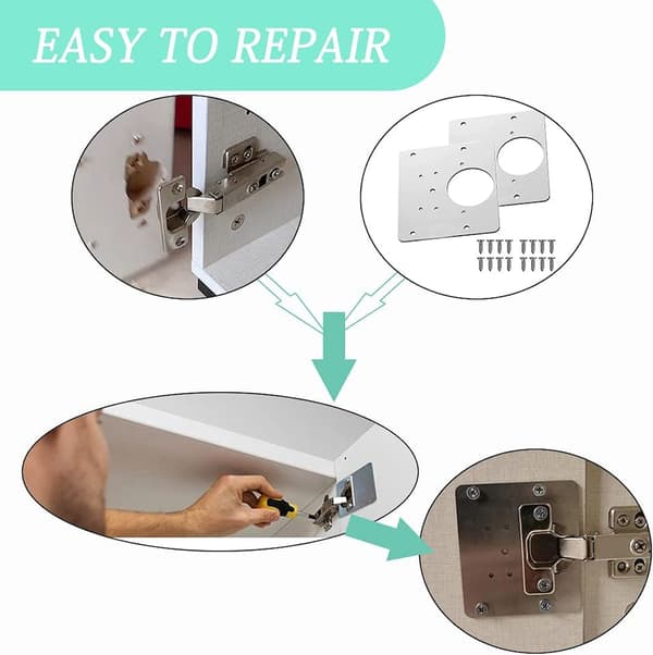 Reparationsplatta för gångjärn 9x9 cm rostfritt stål 1-pack