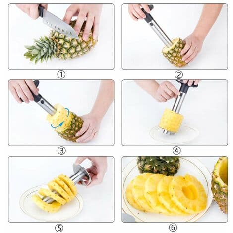 Rostfritt stål multifunktionell ananas-skärare, ananas-skärare, fruktskalare