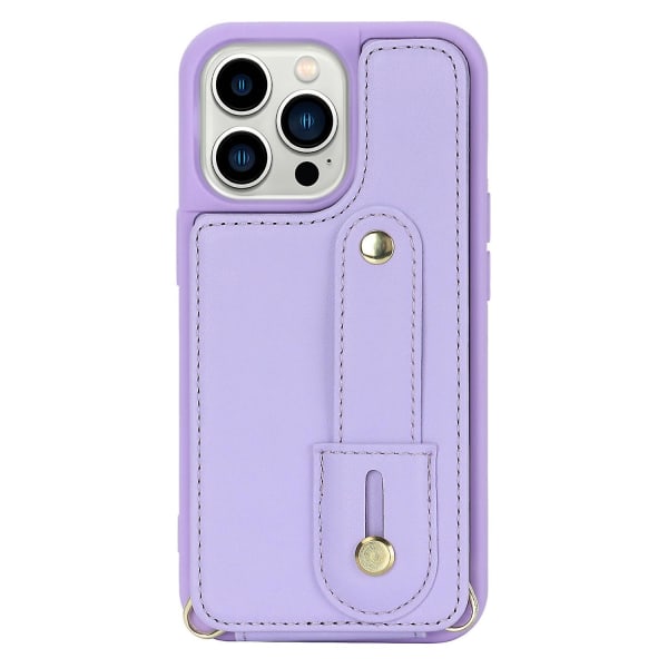 Armbandskal med kortfack för iPhone 13 Pro Max - PU-läder + TPU Purple