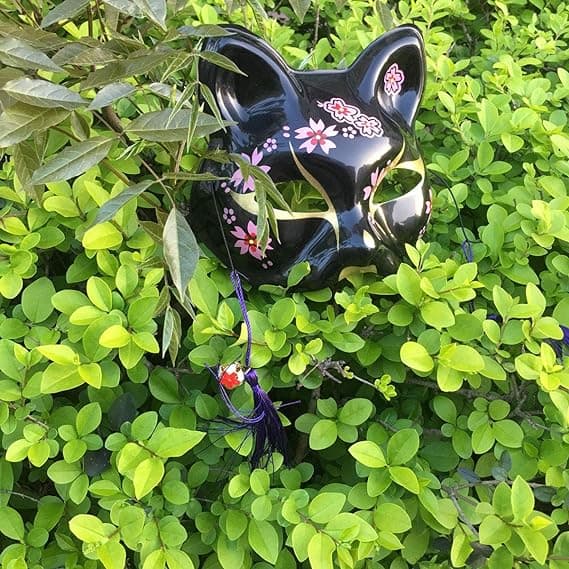 Kitsune Rävmask för Juldräkt, Djur Cosplay Kabuki Halvmask