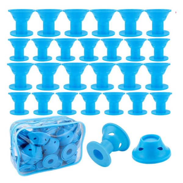40 st Silikonhårrullar Set, Små Silikonhårrullar 40 Blue(20 big and 20 small)