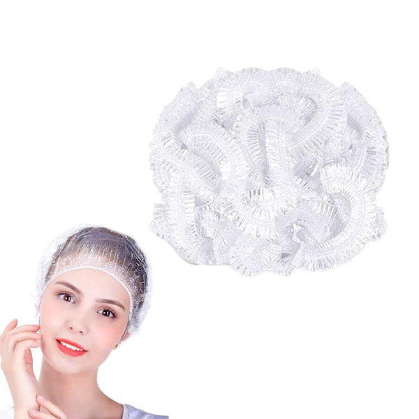 100 st Vattentäta Plast Duschmössor, Transparenta