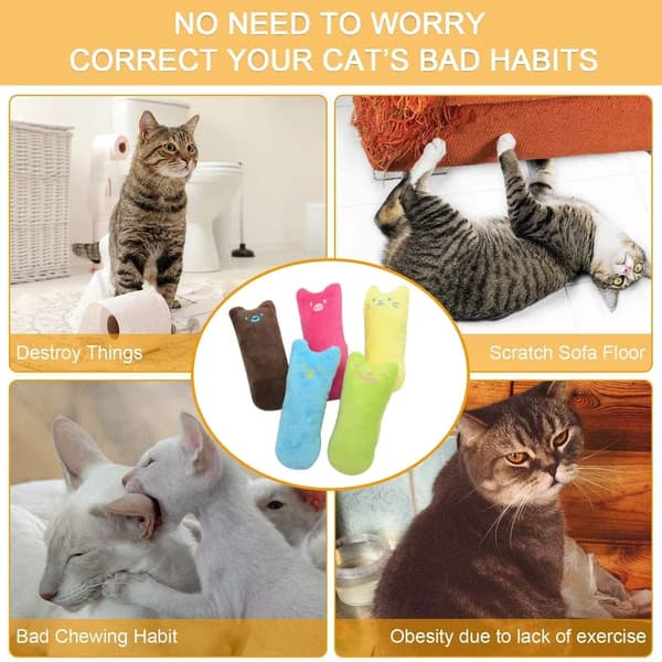 5-pack plysch kattleksaker med kattmynta i tumform