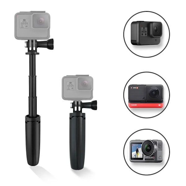 Mini Teleskopisk Selfie Stick för GoPro Hero11 10 9 Black Session Osmo Insta Actionkamera Vlogg Stativ