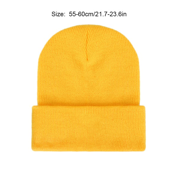 Höst- och vintermössa i stickad enfärgad design för dam och herr yellow