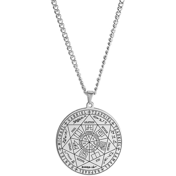 Säl av de 7 ärkeänglarna Hänge Halsband Nyckelring för män St Michael 7 ärkeänglars säl Andligt skydd Amulettmedalj Hedniska smycken Kvinnor