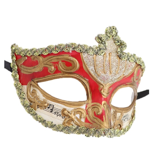 Maskeradmask för män Vintage venetiansk Mardi Gras-mask red