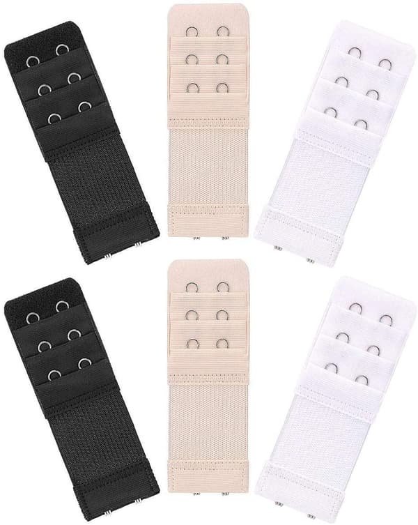 3-pack BH-förlängare - Svart, Vit, Beige - 2 krokar
