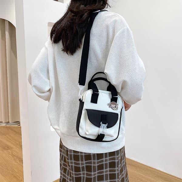 Söt Stil Collage Student Messenger Bag Flickor Nylon Tote För Kvinnor Axelväskor Blå
