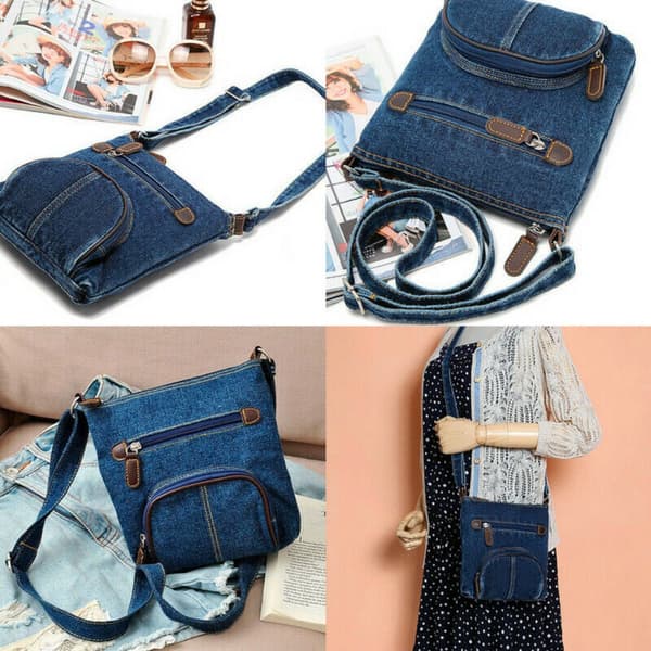 Axelväska i Denim, Casual Bag för Kvinnor