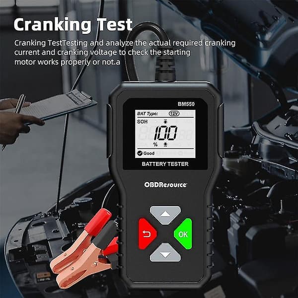 Bm550 Bilbatteritestare 6v 12v 24v 100-2000 2ah-220ah Batterisystem Upptäck Auto Battery Analyzer