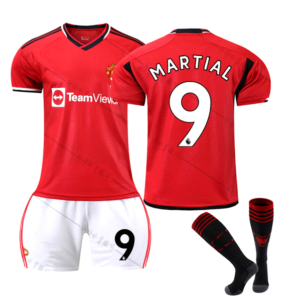 23/24 Ny säsong Hem Manchester United F.C. MARTIAL Nr 9 Barn Jersey-paket Barn-22