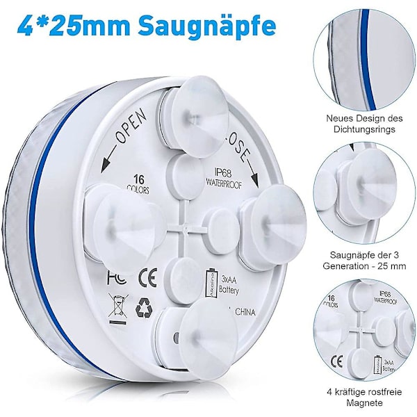 Underwater Lights, 13 Waterproof LED Table Lamps with Magnet, Suction Cup, Wireless Remote Control with Timer, Battery Powered Decorative Light for A