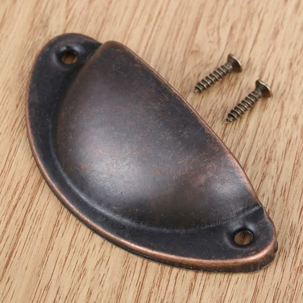 10 st mässing lådhandtag, halvmåne handtag med skruvar red bronze