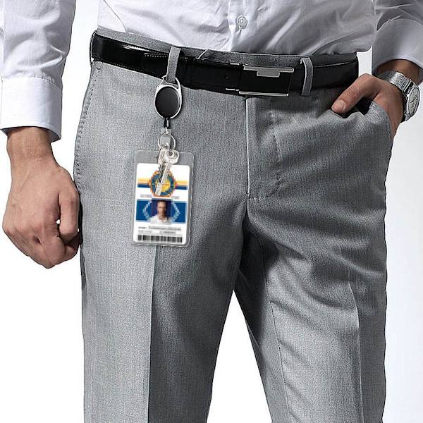 2-pack ID-märkeshållare med klämma – Märkesrullar Infällbar Heavy Duty – Tydlig ID-korthållare Infällbar – Vertikal Lanyard ID-hållare med karbinhake