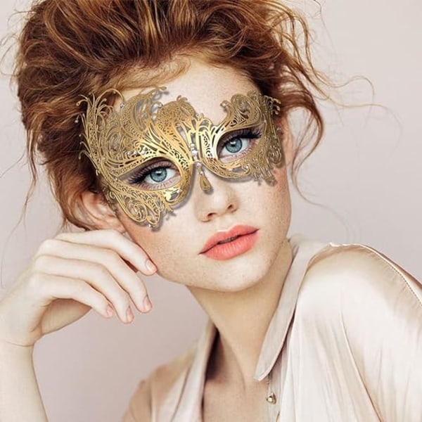 Svart Fenix Venetians Mask, Metall Mask Maskerad Par Mask