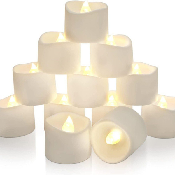 12 LED Flammlösa Stearinljus, Batteridrivna LED-Värmeljus, Varmvit