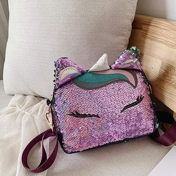 Crossbody-väska Enhörning Paljetter Mini Handväskor Flippy Glitter