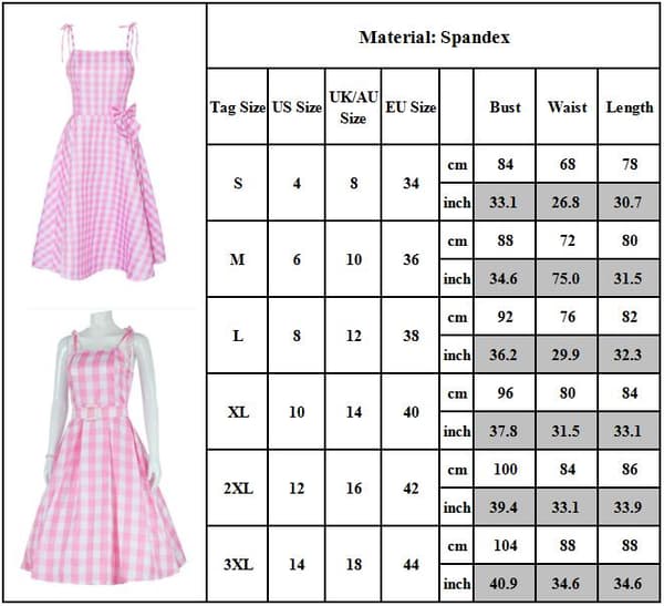 Zara Barbie Klänning Axelbandslös Gingham Rutig Rosa Midi Klänning XL bow