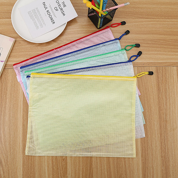 5 st A5 Plastplånbok Dragkedja Lås Ficka Mesh Fil Plånbok Fil F