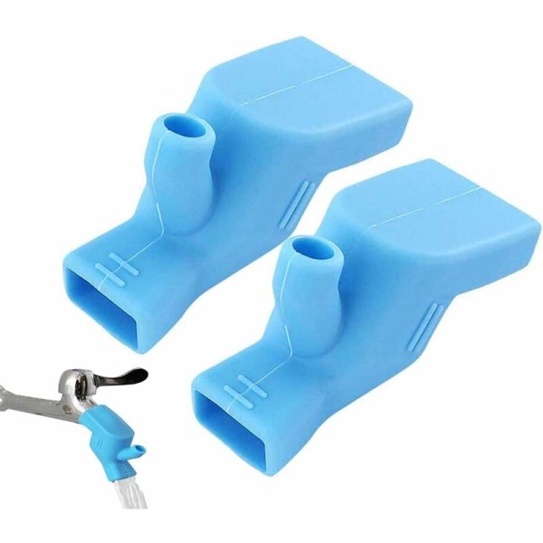 2-pack silikonkranförlängning för köksblandare, tandborstning, handtvättförlängning, badrumskranförlängning eller diskbänk (blå)