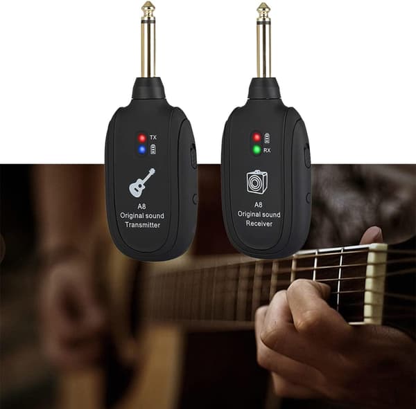Trådlös gitarr-sändare och mottagare, trådlöst gitarr-system Svart 20Hz-20k