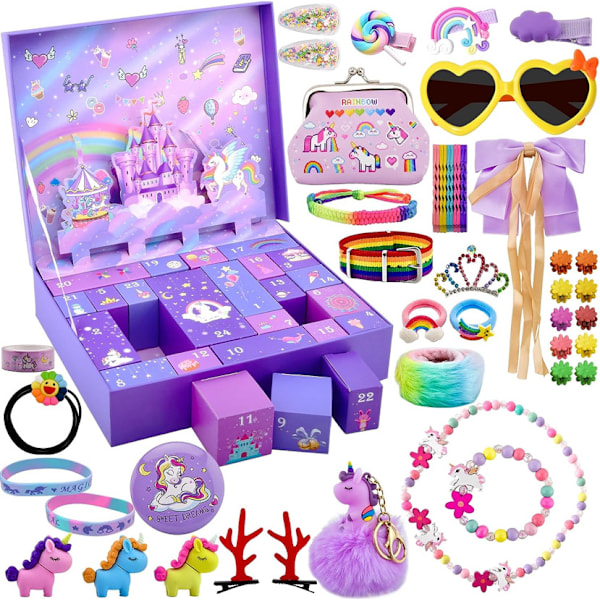 Amazon Julkalender Nedräkning Flicka Smycken Blind Låda Unicorn Hand Riv DIY Blind Låda Set XT -86-1 Unicorn Series