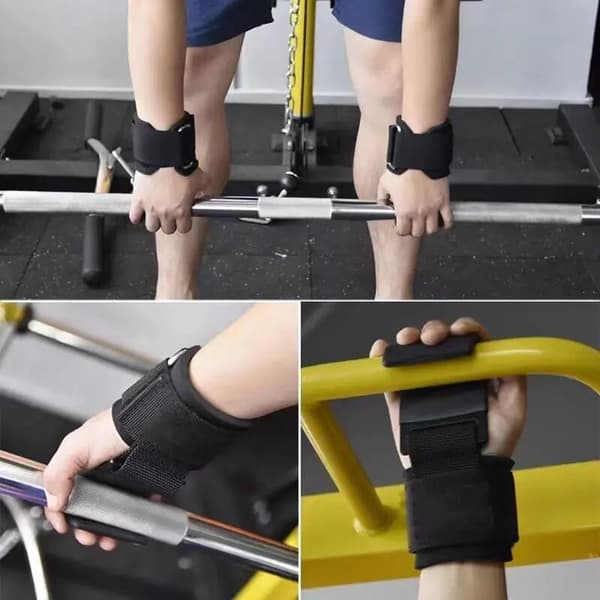 Tyngdlyftskrokar (par), kraftiga handledsremmar Handgrepp för marklyft, pull ups, axelryckningar, gymhandskar för män och kvinnor