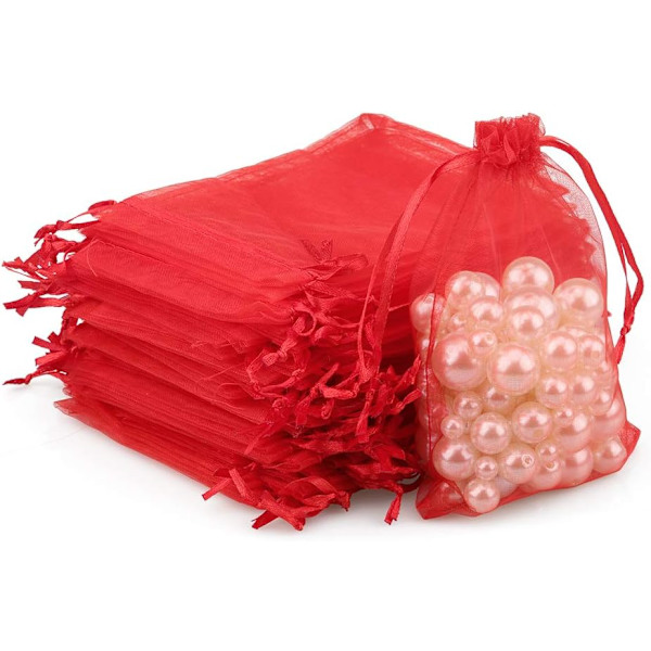 100 st Organzapåsar, Organza Presentpåsar Smyckesväska, Lavendel