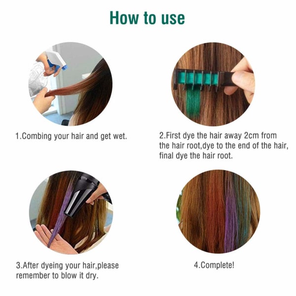 10 Color Temporary Bright Hair Chalk Set, tvättbar färg för