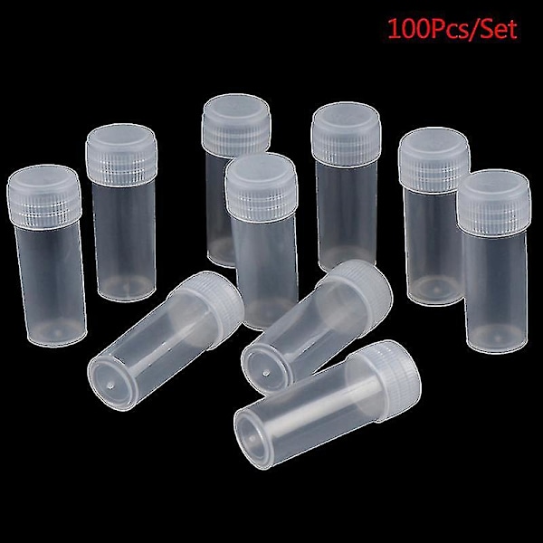 100 st 5 ml plastprovrör med lock för skolans kemi tillbehör Hfmqv